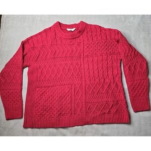 Time and Tru Sweater Women's Cable Knit XXL 20 Red Crew-Neck Casual Valentines‎